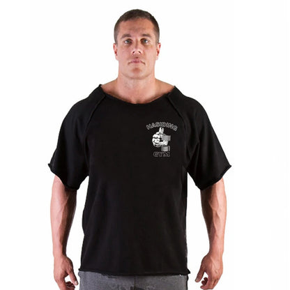 Men's T-shirt Men Running Sport T Shirt Men Loose Fitness Tops Tee Cotton Oversized Training Gym Sport Running Shirts Jersey