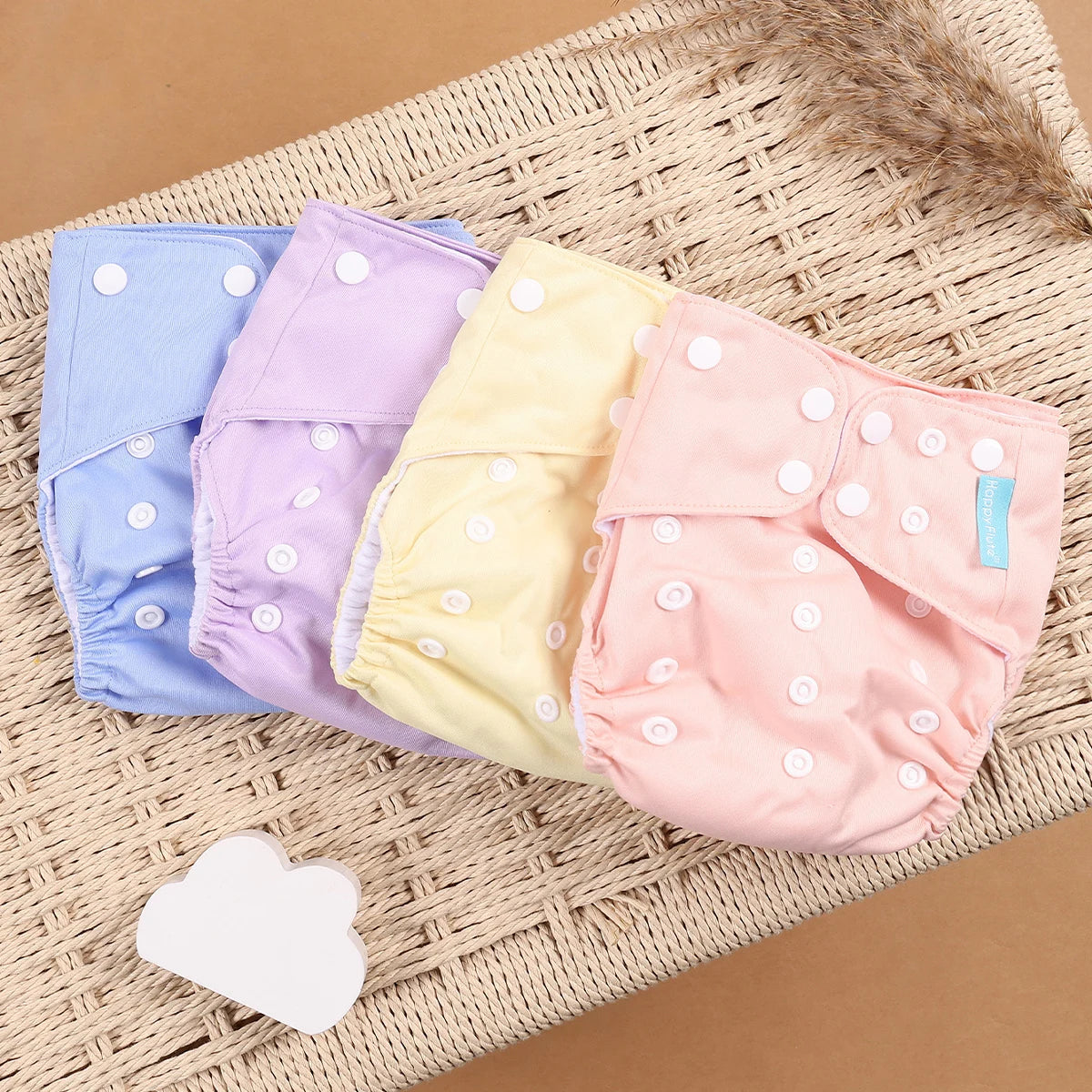 Eco Friendly Cloth Diaper - HappyFlute 4Pcs Reusable Baby Diaper Set Waterproof Pocket Design