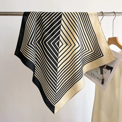 Pure Cotton Womens Printed Scarf - Fashionable Square Foulard for Neck and Hair