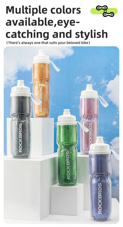 ROCKBROS Cycling Insulated Water Bottle 750ml PP5 Material Outdoor Sports Fitness Running Riding Camping Hiking Portable Kettle