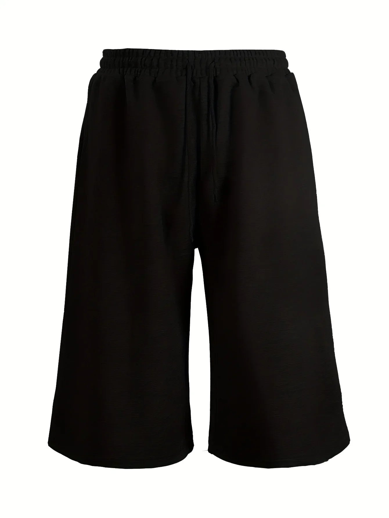 Men's Loose Street Style 7/8 Length Shorts Summer Casual Sports Elastic Waistband Pleated Hem Strong Draped Look