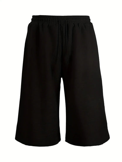Men's Loose Street Style 7/8 Length Shorts Summer Casual Sports Elastic Waistband Pleated Hem Strong Draped Look