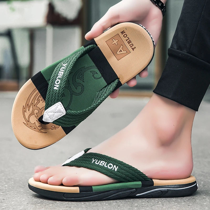2025 Summer Flip Flops Men Beach Sandals Anti-slip Breathable Casual Men Beach Slippers Outdoor Big Size 45