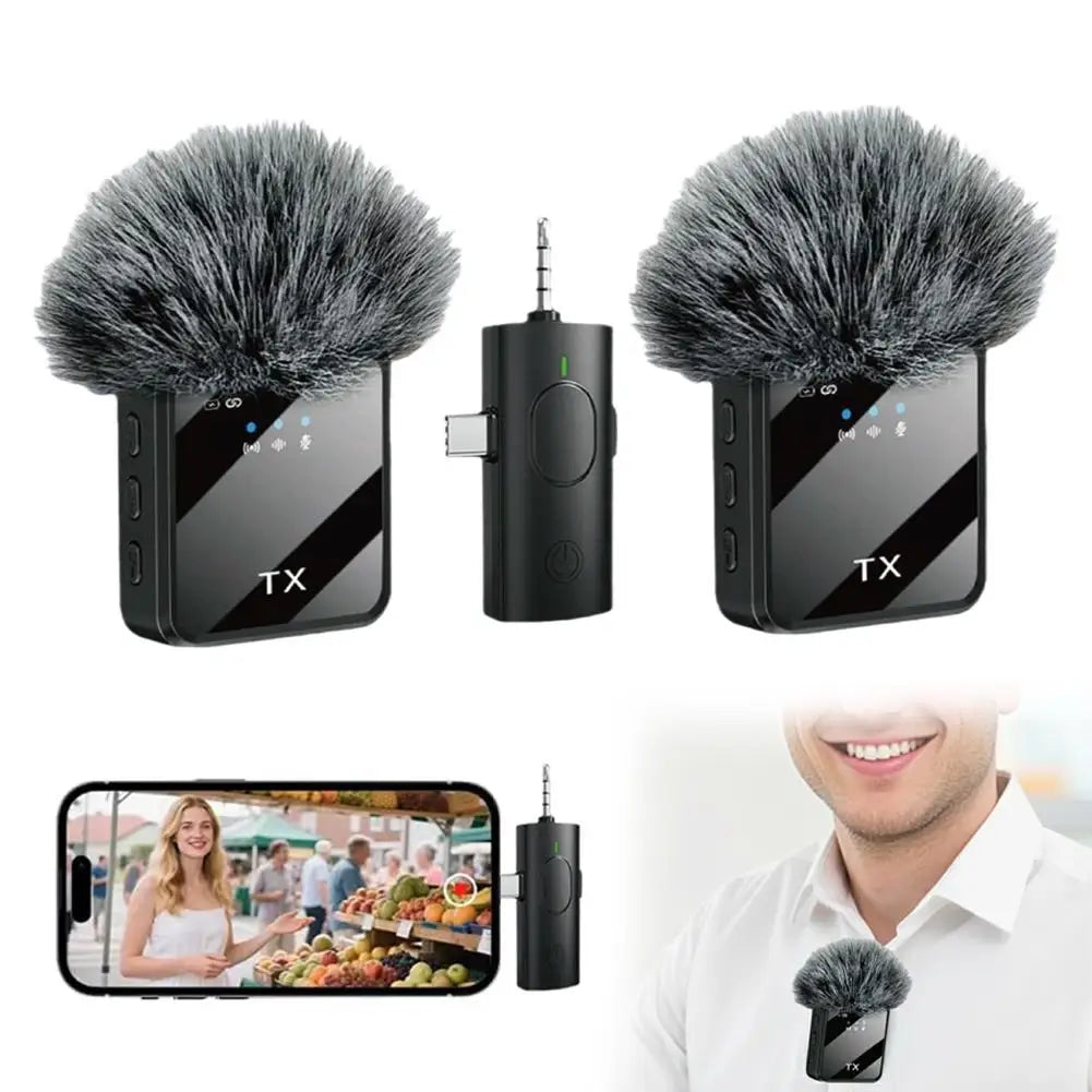 Professional Wireless Lavalier Microphone For Smartphones, Computers and Cameras, Live Broadcast, Vlog, Plug and Play