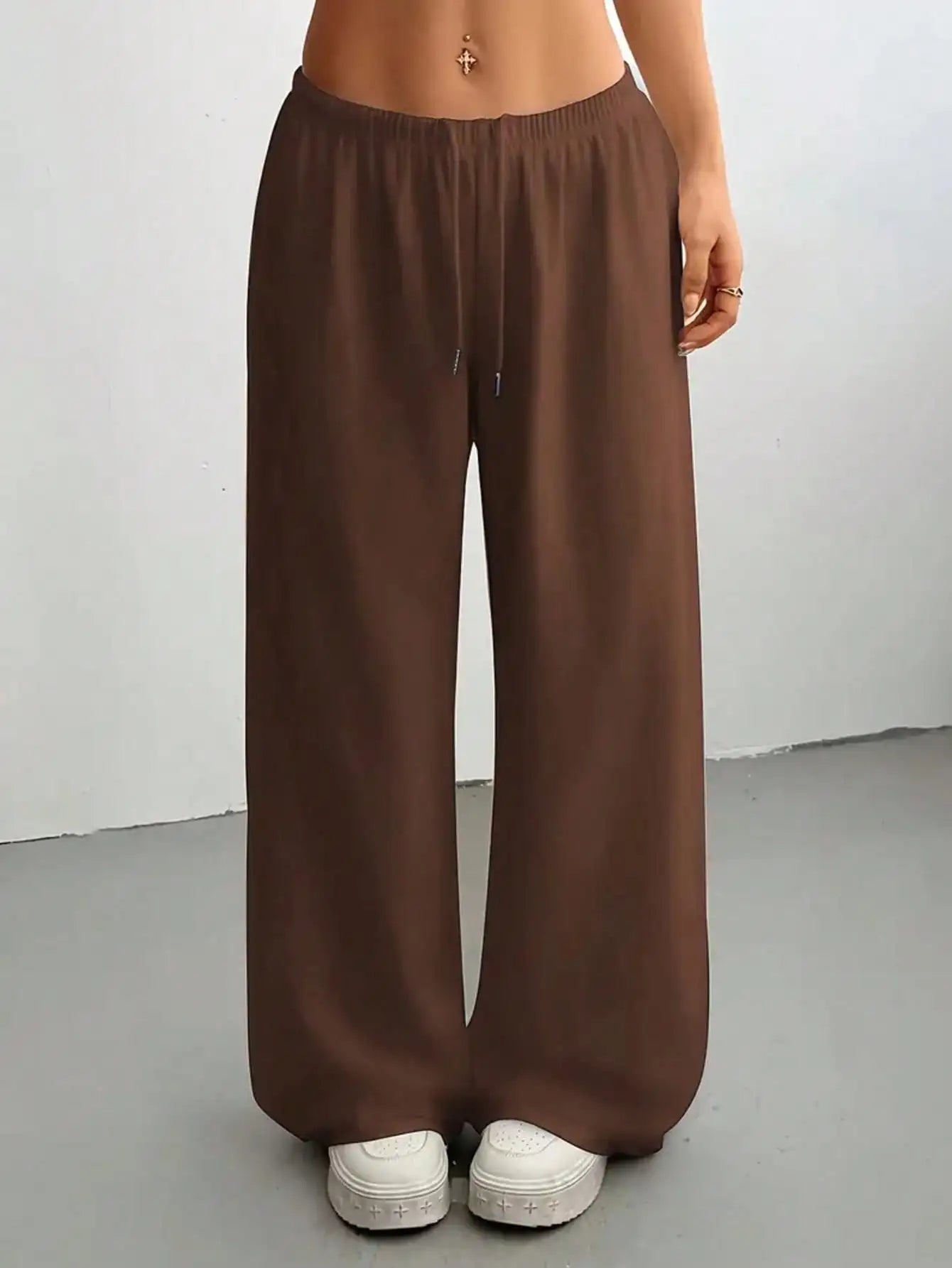 Ladies' Casual Wide Leg Jogging Pants, Drawstring Elastic Waistband, Comfortable Loose Fit, Spring/Summer/Autumn Styles