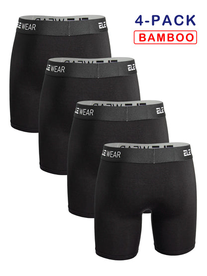 4pcs Bamboo Men's Underwear Long Sports Underwear, Moisture-Wicking, Boxer Briefs For Men