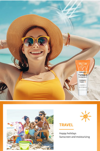 Vitamin C Sunscreen Foundation Vitamin E moisturizing whitening even skin tone delays aging and reduces skin fine lines