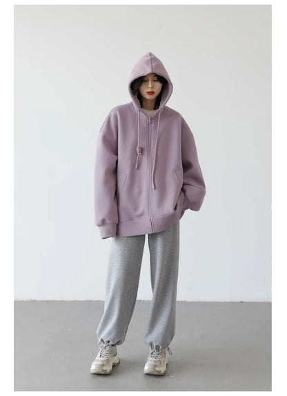 CHIC VEN Women Sweatshirts Hoodies Solid Loose Casual Hooded Female Tops Lady Coat Medium Length Overcoat Spring Autumn 2025