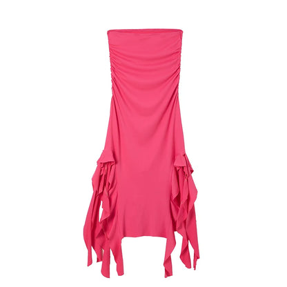 One Shoulder Dress - Slim Fit Summer Fashion Bra Wrap Ankle Length Dress