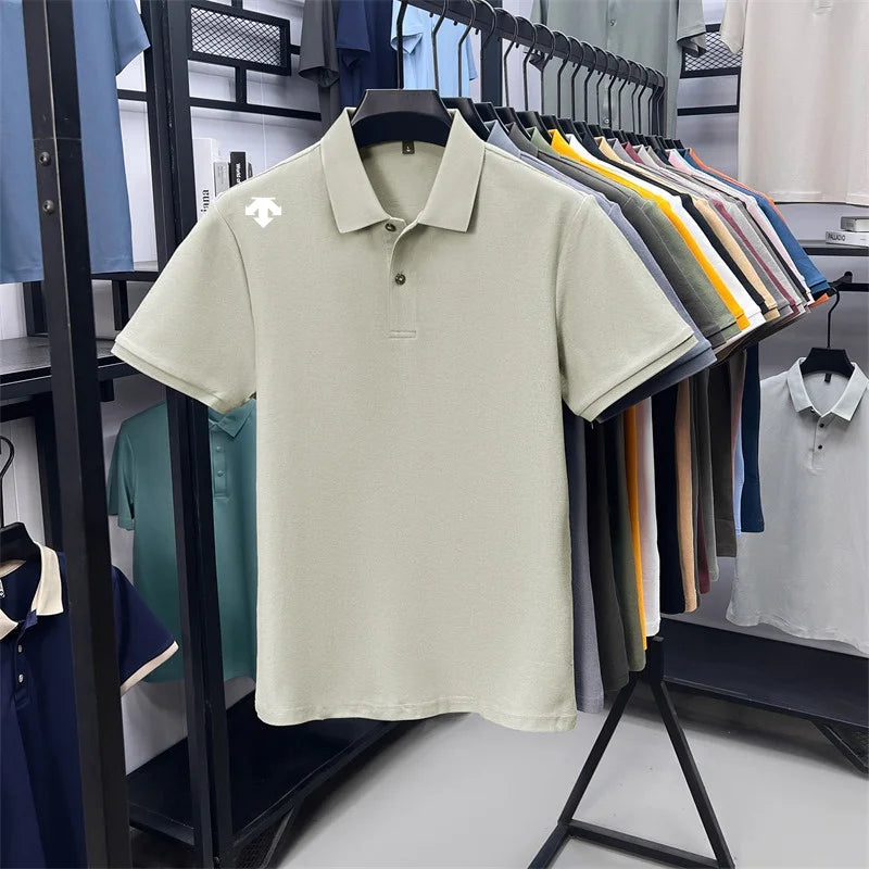 Mercerized Cotton100% Men's Summer Luxury Brand Short Sleeves Polo Shirt 25 Colors Choose From T-Shirt Business Leisure Men Top