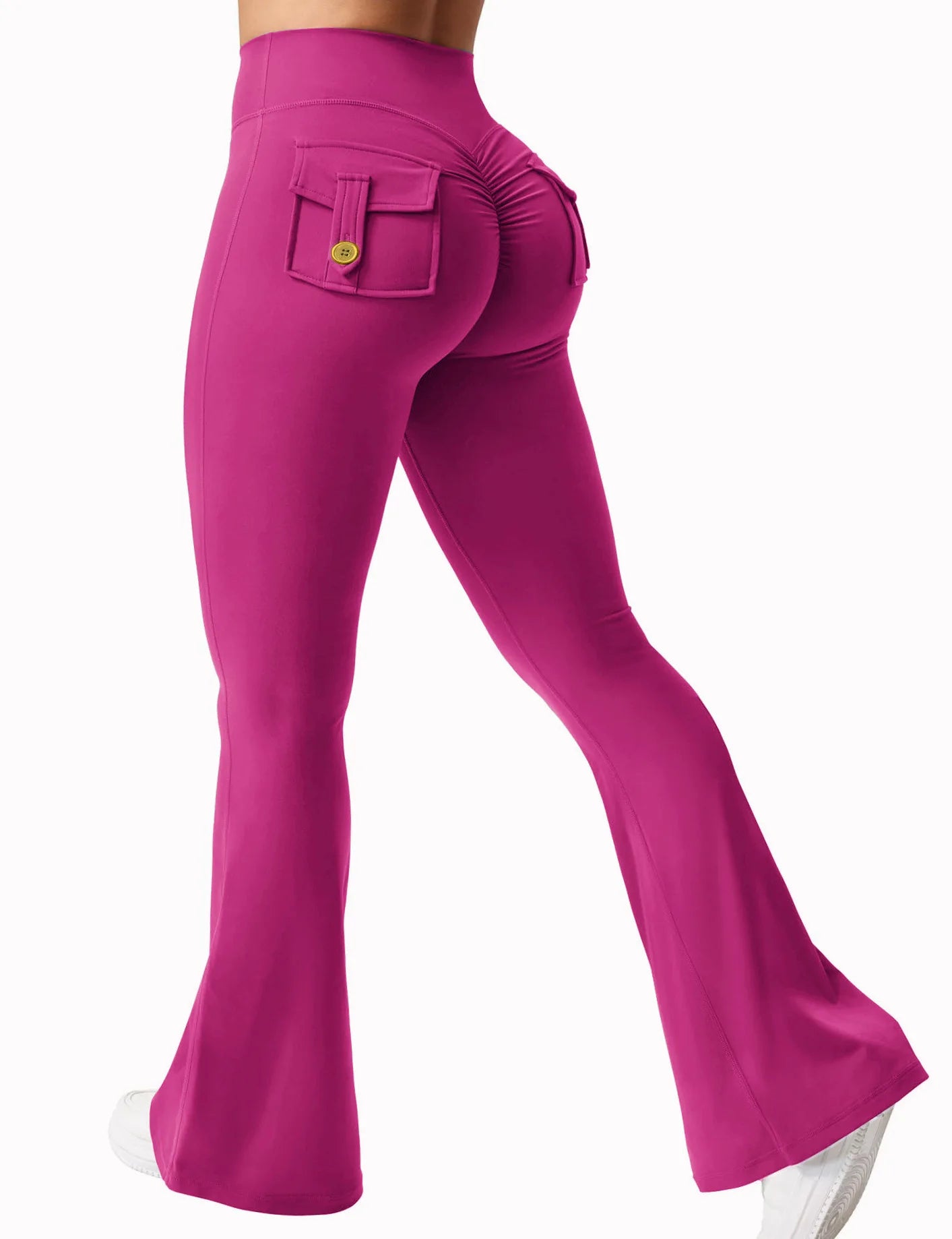 The Latest Women's Wide-leg High-elasticity Yoga Leggings Tooling Pockets Yoga Pants Hip-lifting Sports Fitness Pants Micro
