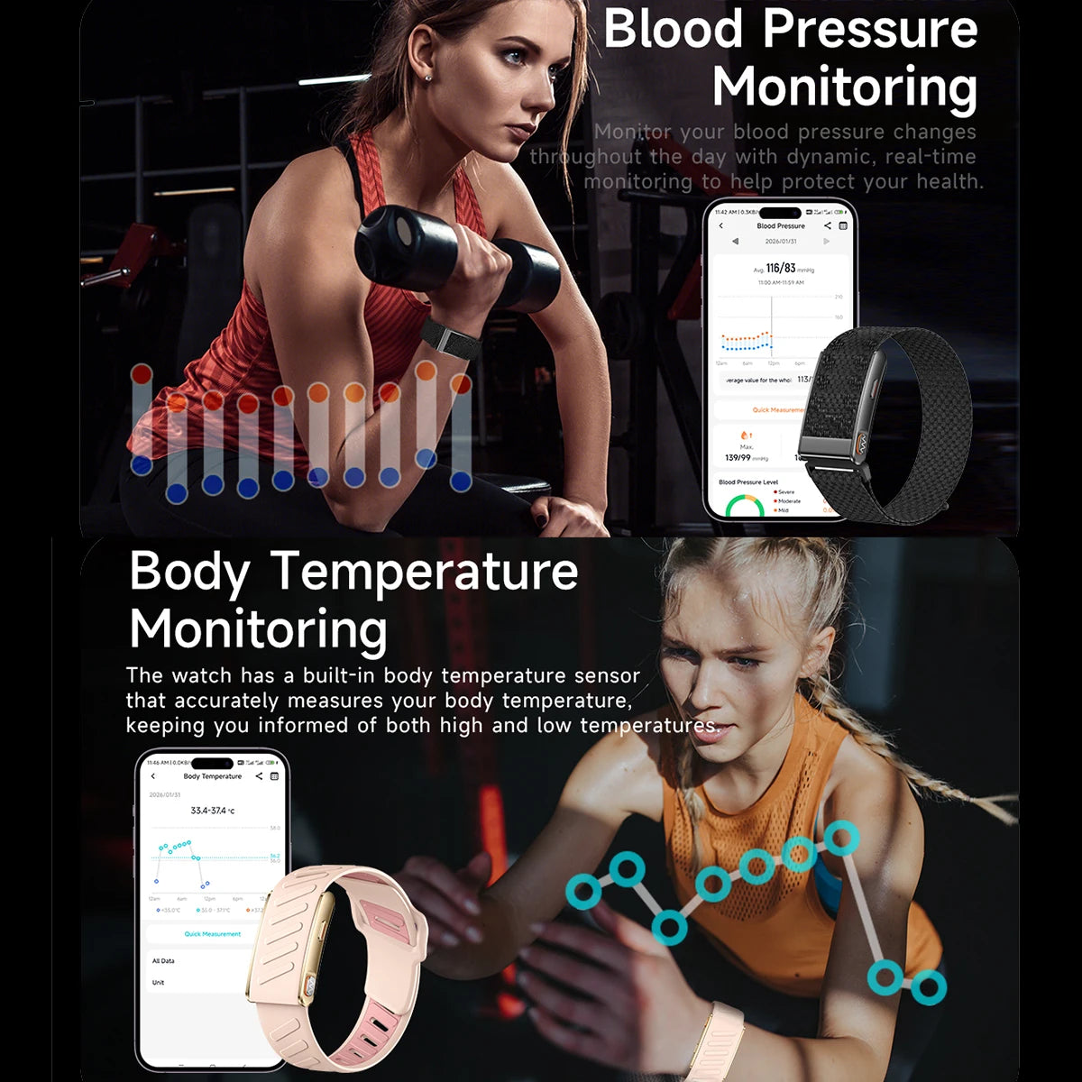VWAR MG ECG+PPG Nursing Grade Smart Bracelet HRV Body Fat BMI Smart Band Body Temperature Men Women Health Sports Fitness Watch