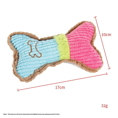 1PC Plush Dog Squeaky Toy Bone Chew Toy for Small Medium Breeds Aggressive Chewers Puppy Teeth Cleaning Fun Play Pet Accessory