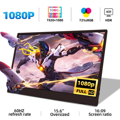 15.6 Inch Portable Monitor - 1080P HD Display With HDR10, IPS Screen & USB C