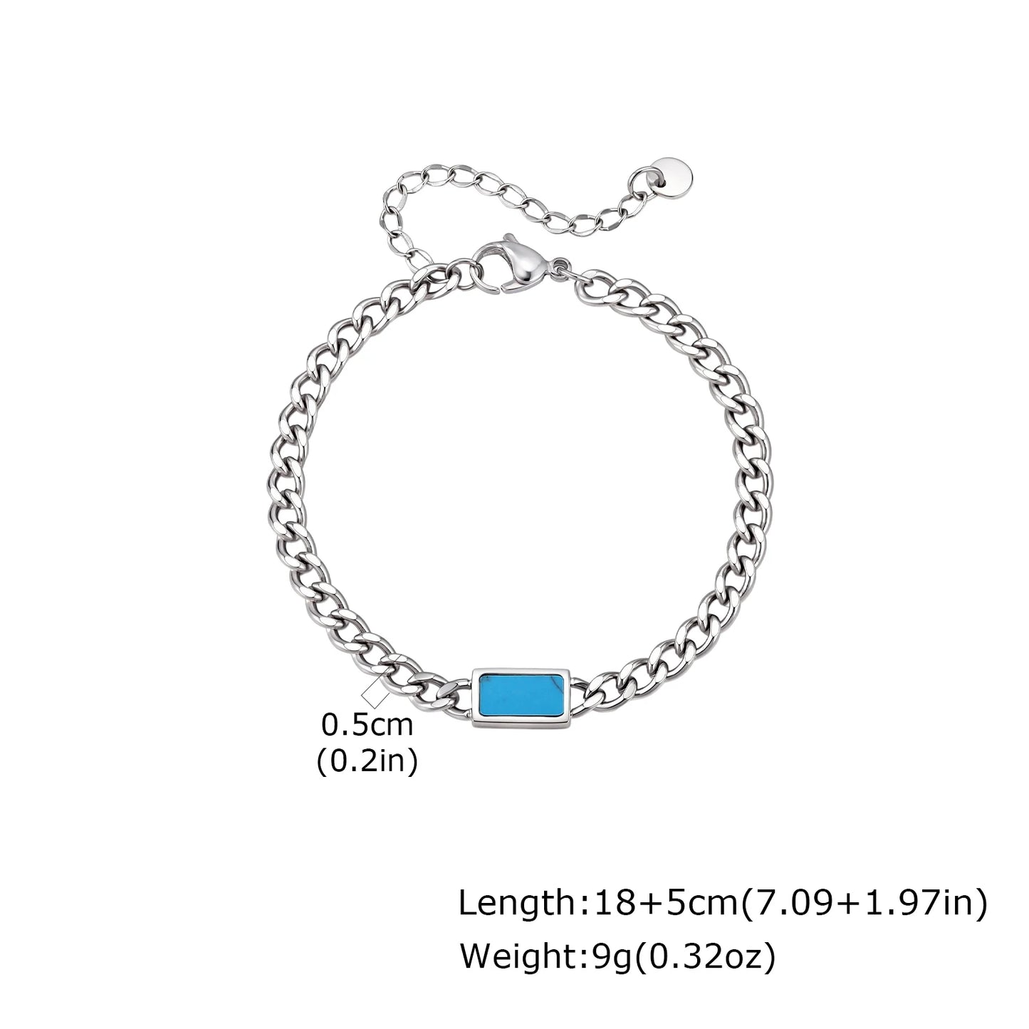 Vnox 5/7mm Width Adjustable Chain Bracelet for Men, Stainless Steel Acrylic Six-Sided Polished Jewelry Gift for Husband Son‌ Him