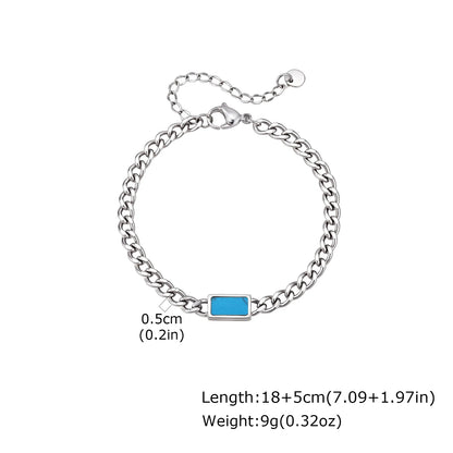 Vnox 5/7mm Width Adjustable Chain Bracelet for Men, Stainless Steel Acrylic Six-Sided Polished Jewelry Gift for Husband Son‌ Him