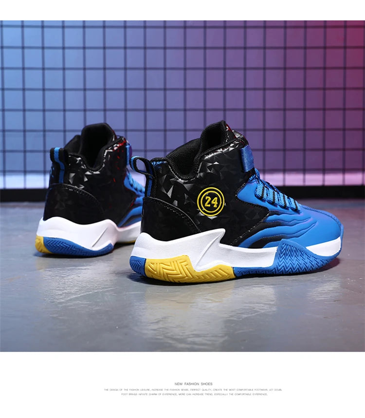 Children Basketball Sports Shoes Swivel Button Casual Shoes Four Seasons Kids Mesh Sneaker Non-slip Boys Girls Outdoor Training