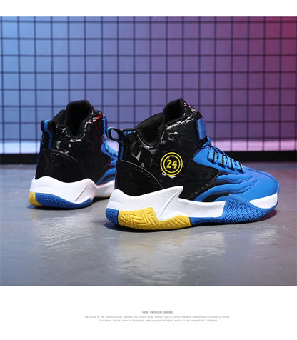Children Basketball Sports Shoes Swivel Button Casual Shoes Four Seasons Kids Mesh Sneaker Non-slip Boys Girls Outdoor Training