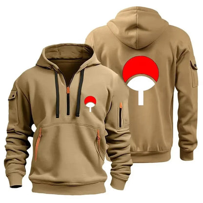 Naruto Anime Half Zipper Hoodie Casual Versatile Sweatshirt Comfortable Daily Fashion Zip-Up Sweatshirt for Fans