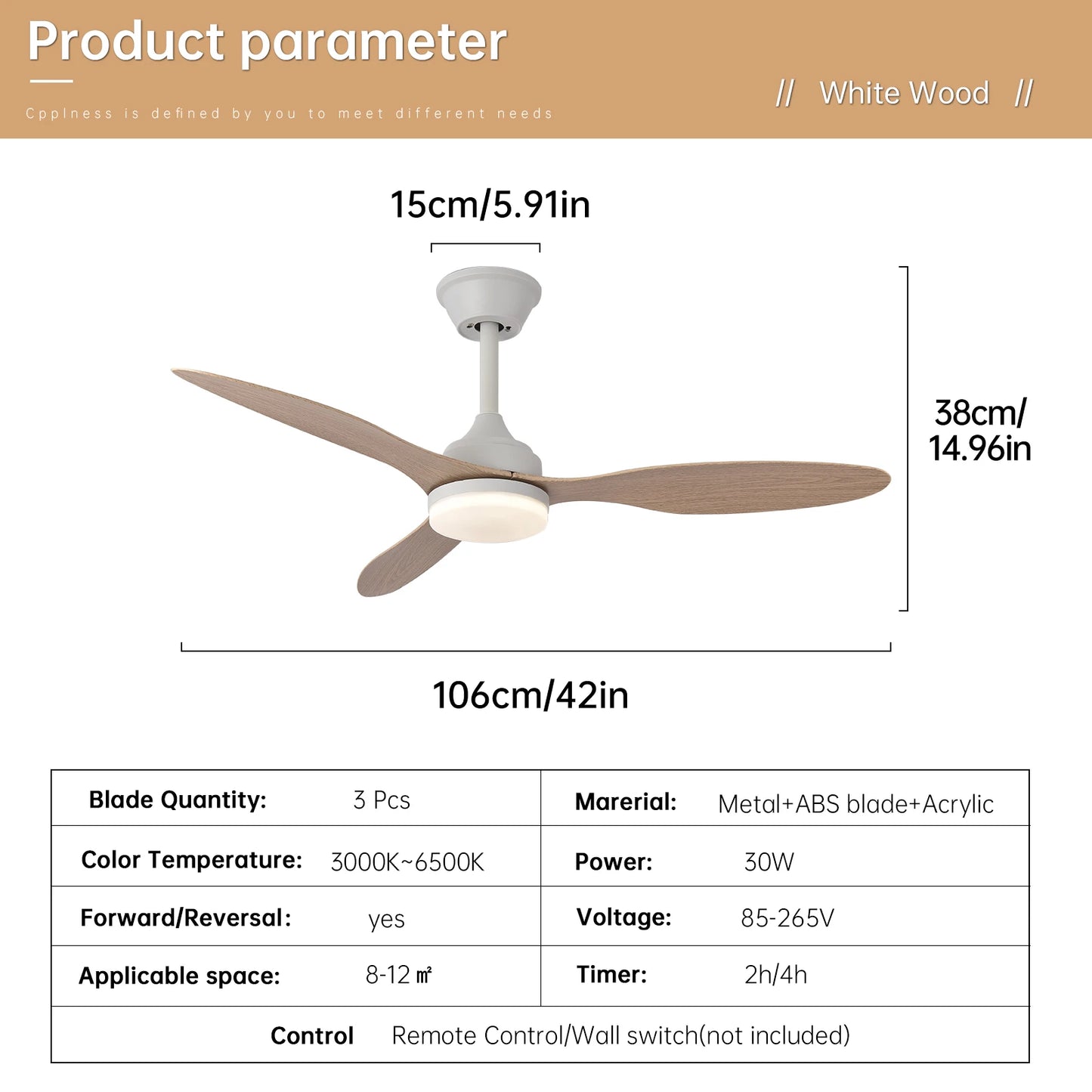 Ceiling Fan With Light,25 Inch/42 Inch/52 Inch Low Profile Ceiling Fan with remote control, For Indoor and Covered Outdoor