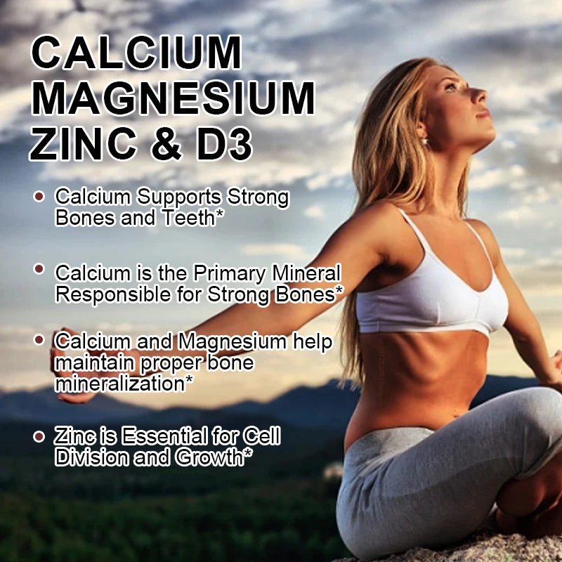 Alxfresh Calcium Magnesium Zinc & Vitamin D3 Capsules for Immune System, Bone, Nervous System Health Support | Non-GMO, Vegan