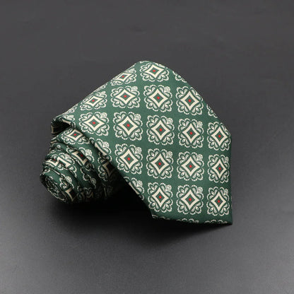 Mens Silk Tie - 75cm Soft Novelty Necktie in Blue Green Orange Floral Pattern