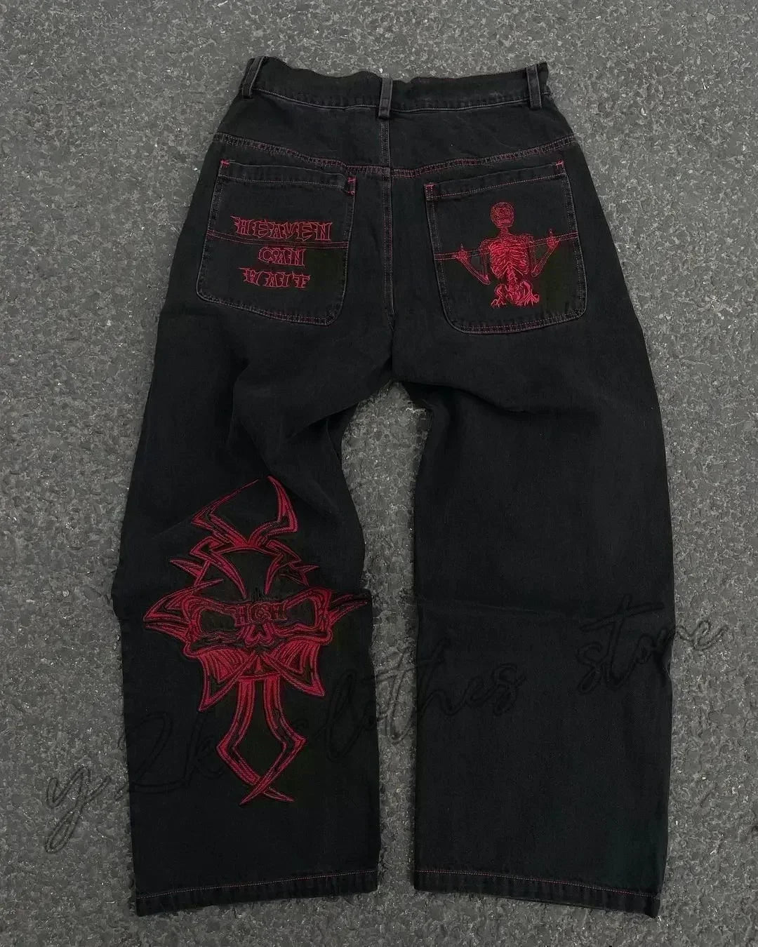 American Street Fashion Trend Big Pocket Loose Jeans Women Harajuku Y2K New Hip Hop Vintage Oversized Jeans Unisex Mopping Jeans