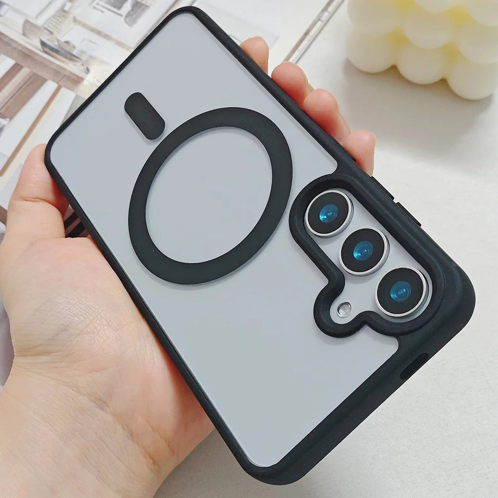 Frosted Magnetic Phone Case for Samsung Galaxy S26 Ultra S25 Edge S24 S23 FE S22 Plus for Magsafe A57 A37 A17 A07 A56 A36 Cover