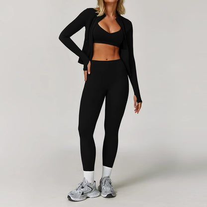 Women Yoga Sports Set - Running Fitness Outfit with Super Elastic, Breathable Gym Tracksuit