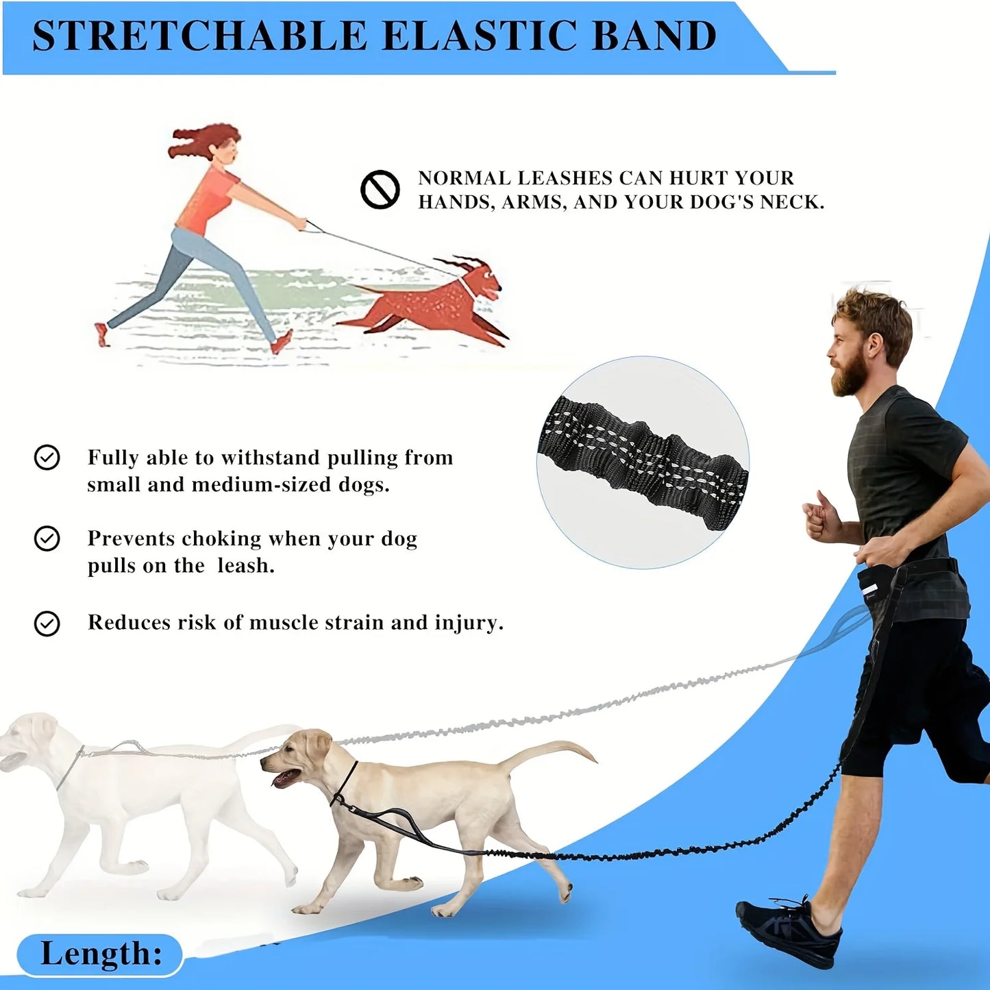Hand Free Dog Leash for Pet Walking Running Jogging Adjustable Dog Leash Waist Belt Chest Strap Traction Rope Dog Accessories