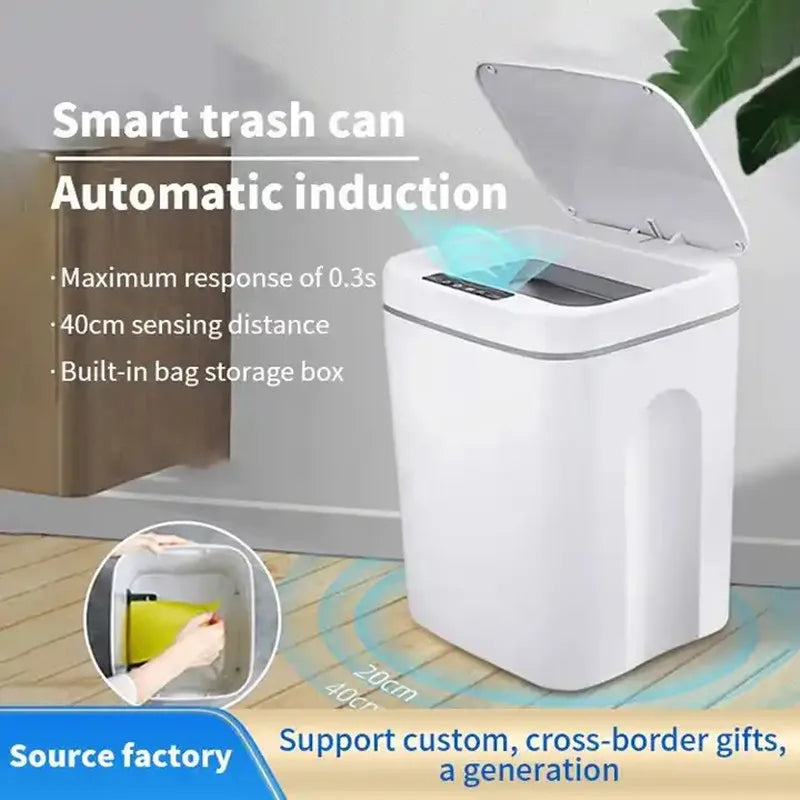 Touchless 16L Sensor Trash Can - Smart Waterproof Kitchen  Bathroom Wastebin