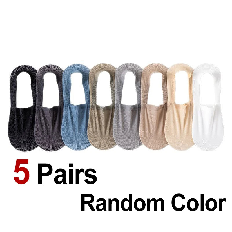 1/3/5 Pairs High-Quality Men Cotton Boat Socks Summer Thin Breathable Solid Color Silicone Anti Slip Low Top Invisible Socks