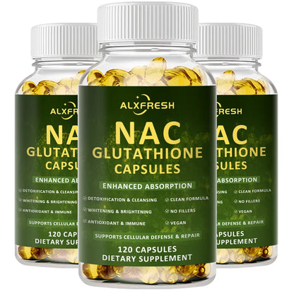 Premium NAC + Glutathione Complex Detox & Antioxidant Boost with Vitamin C | Liver Support, Immune System Health Supplement