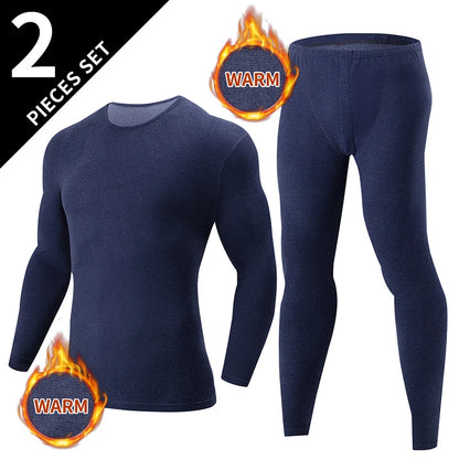 Men's Autumn/Winter Warm Underwear Set Solid Color Multi Color Round Neck Long Sleeve Top Letter Elastic Waist Casual Pants