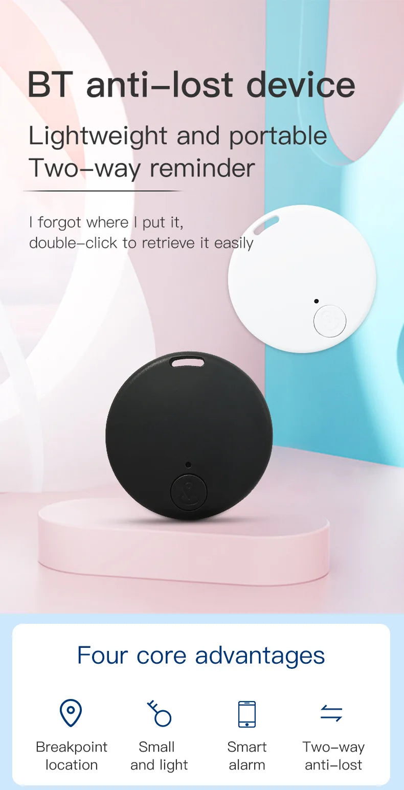 Mini GPS Tracker for Children's Pets Lost Alert Tag Bluetooth 5.0 Smart Keychain Wallet Key Location Tracker with Photo Function