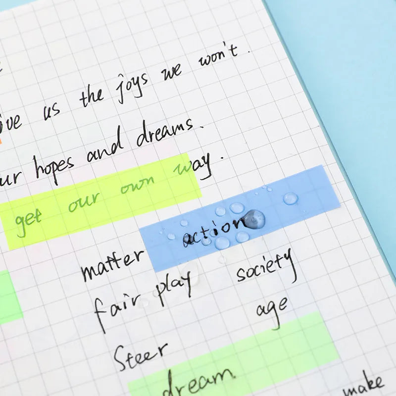 5Rolls Transparent Fluorescent Index Tabs Flags 5 Colors Book Annotation Sticky Note Highlighter Tape School Office Supplies