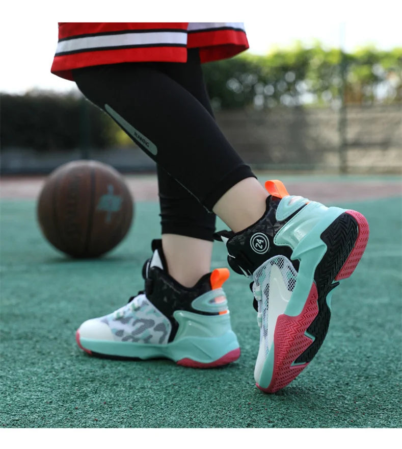 Kids Basketball Shoes - Boys Sneakers Non Slip Outdoor Sport Trainer Shoes