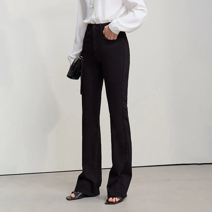 Amii Flared Jeans Autumn 2026 New Commuter Style Casual Versatile Women's Pants Solid Color Denim Trousers For Women 12621032