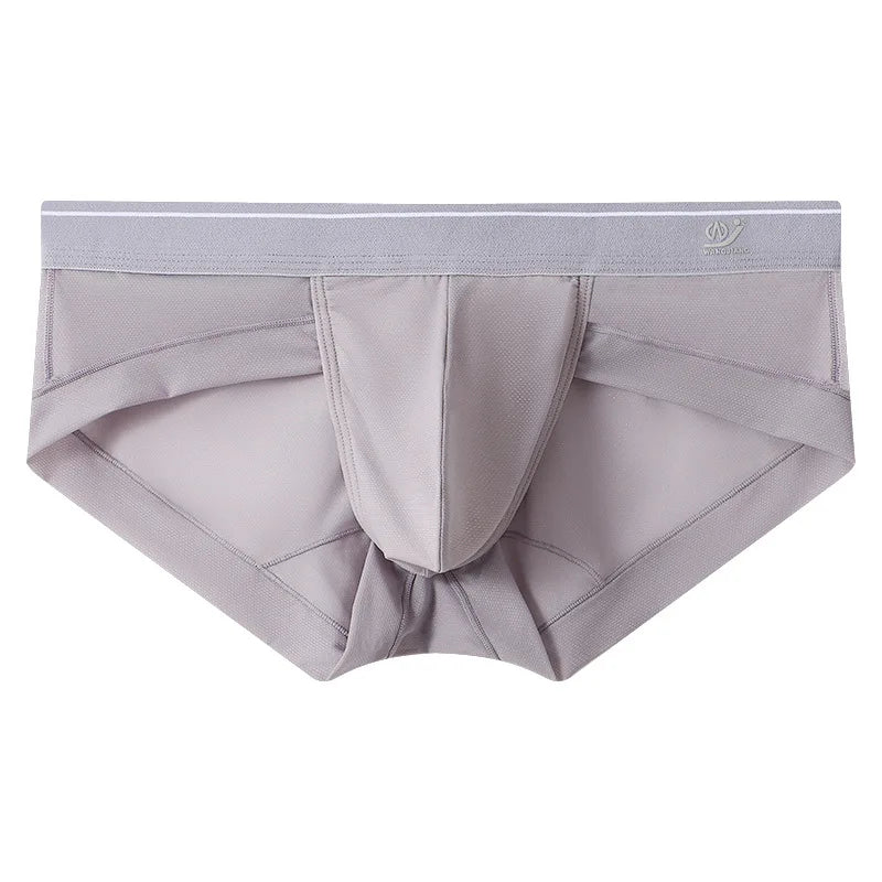 Sexy Men's boxer Ice screen hole cueca large convex  breathable quick dry men's boxers solid color underpants men underwear new