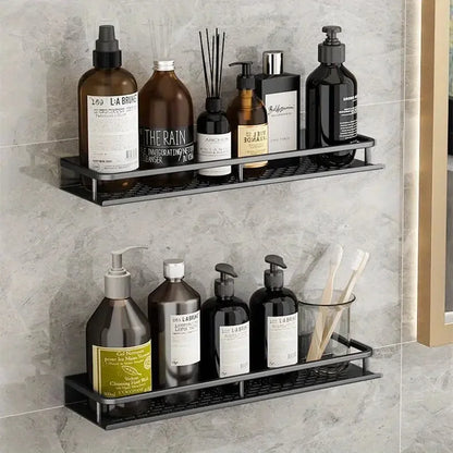 Wall-Mounted Aluminum Bathroom Storage Rack - Cosmetic Organizer