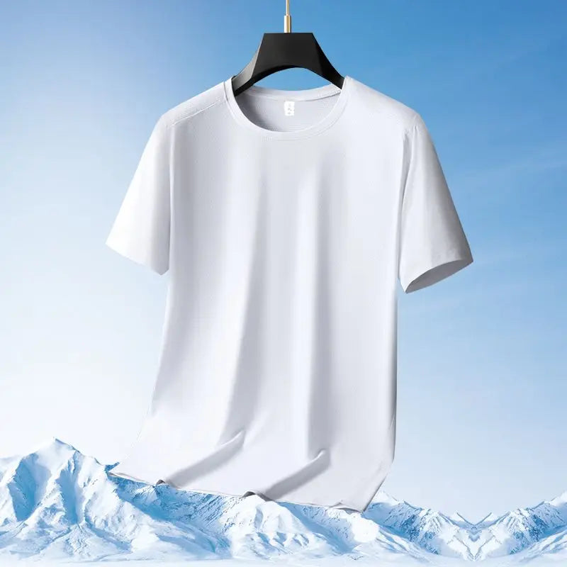 Men's Ice-Silk T-Shirt – Quick-Dry Breathable Round-Neck Tee (Plus Size)