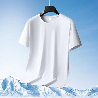 Men's Ice-Silk T-Shirt – Quick-Dry Breathable Round-Neck Tee (Plus Size)