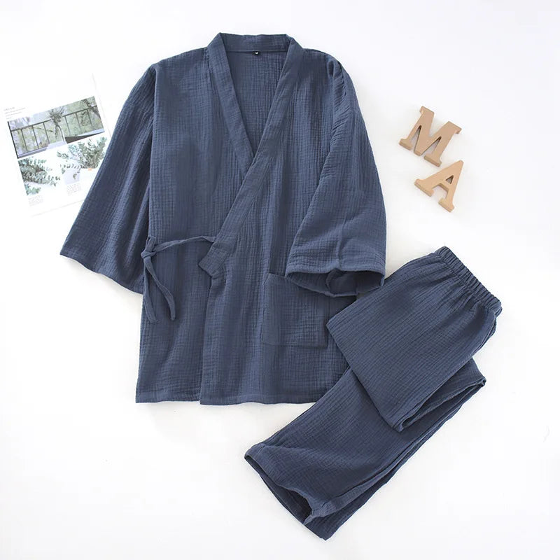 2025 Japanese Cotton Kimono Set - Unisex Pajamas  Home Service Suit