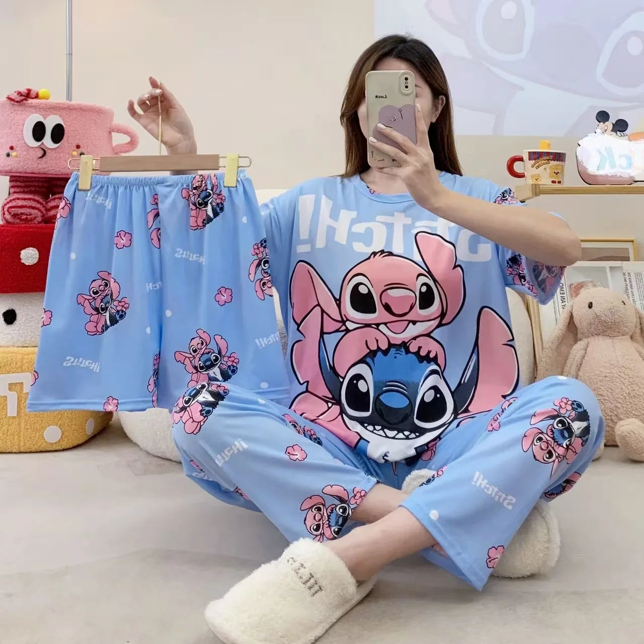 Women's New Three Piece Pajama Home Outfit Sweet Pajama Cartoon Casual Women's Fashionable and Comfortable Home Outfit Pajamaset