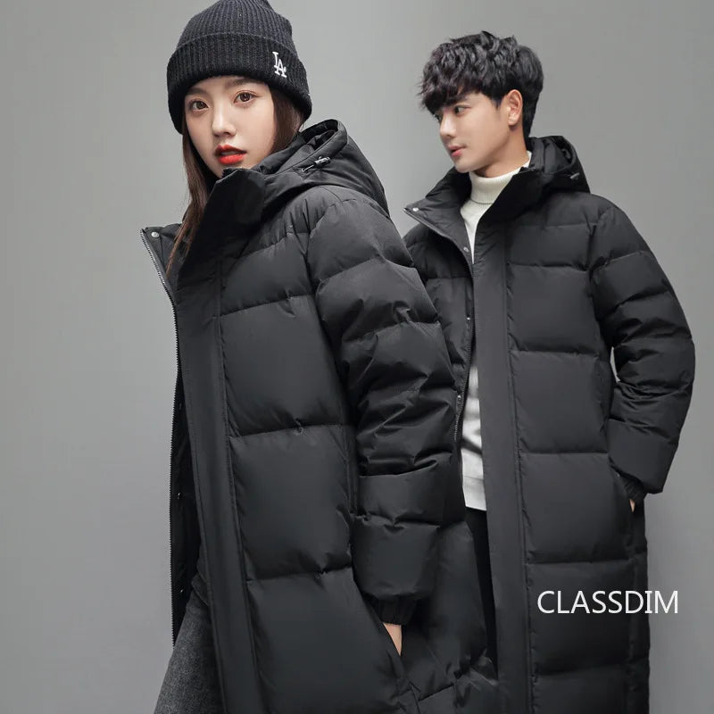 New Winter Long Puffer Jackets for Men and Women Hooded Casual Duck Down Coats Quality Couples Outdoor Windproof Warm Jackets 5X