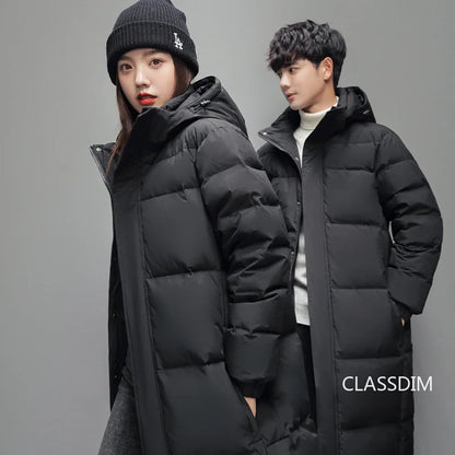 New Winter Long Puffer Jackets for Men and Women Hooded Casual Duck Down Coats Quality Couples Outdoor Windproof Warm Jackets 5X