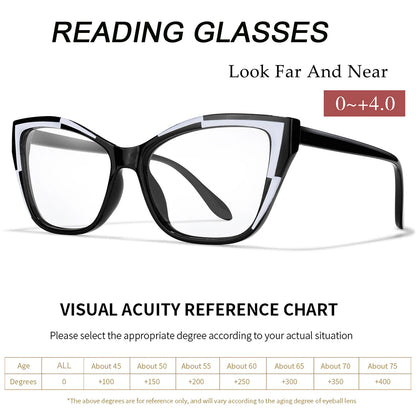 Trendy Cateye Reading Sunglasses for Men and Women Elegant Ultralight Eyewear Clear Vision for Read Clear Goggles 0+1.0+4.0