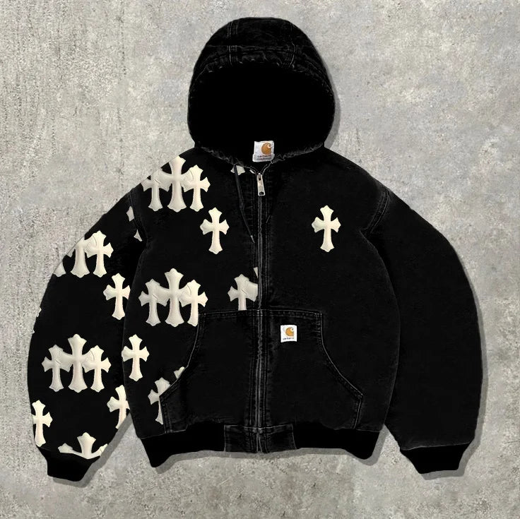 Y2K Leopard Print Hoodie – Unisex Harajuku Hip Hop Style Zip-Up Pullover Sweatshirt for Couples