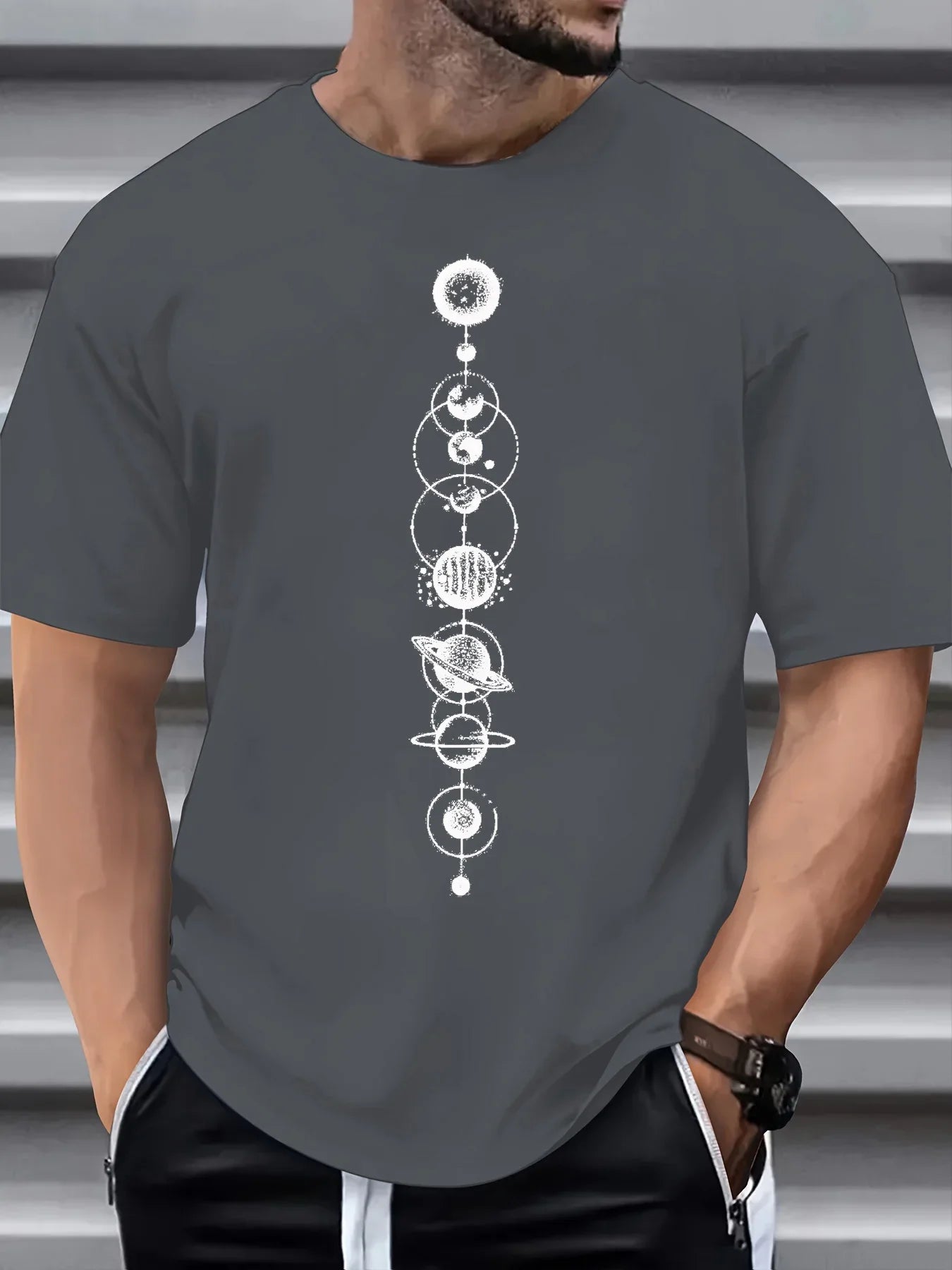 Space Planet Print Round-neck Men Women Pure Cotton Short Sleeve Street Casual Trendy Sport Loose T-shirt Summer Shirt Clothing