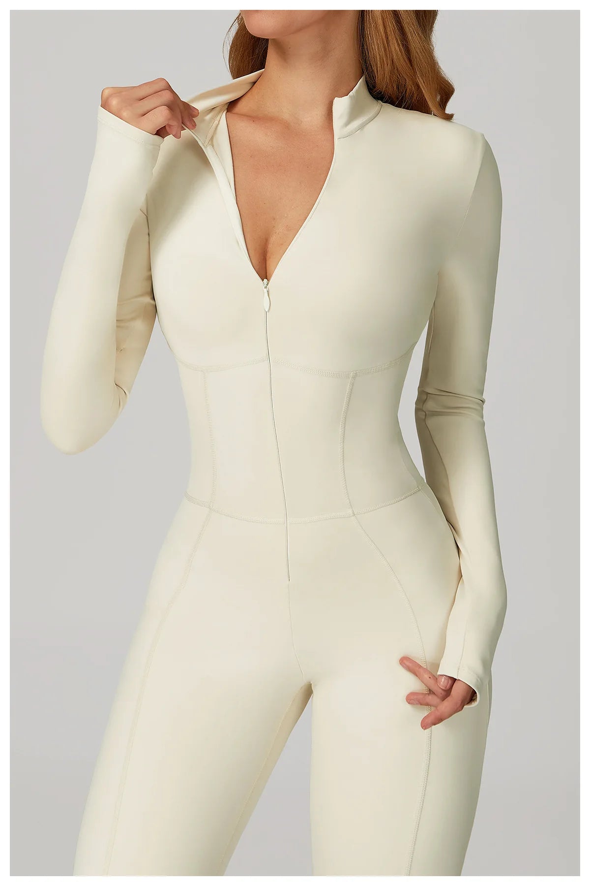 Velvet Yoga Jumpsuit – Women's Fitness Set | Long-Sleeved Push-Up Activewear